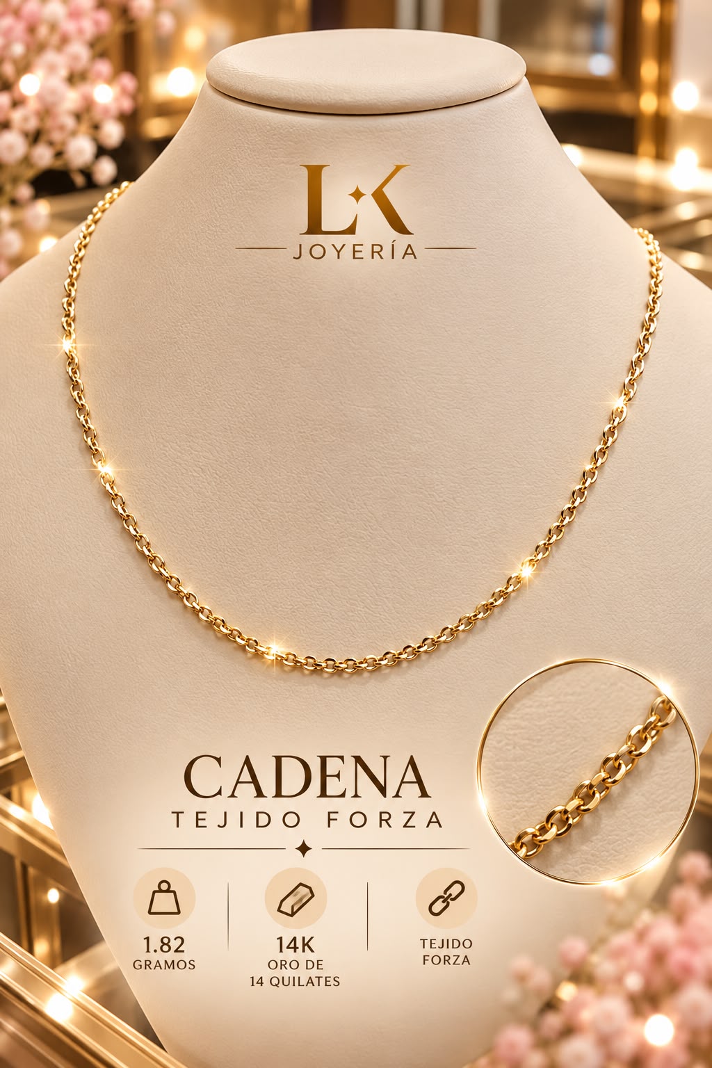 CADENA TEJIDO FORZA 1.82GR 14K 46CM